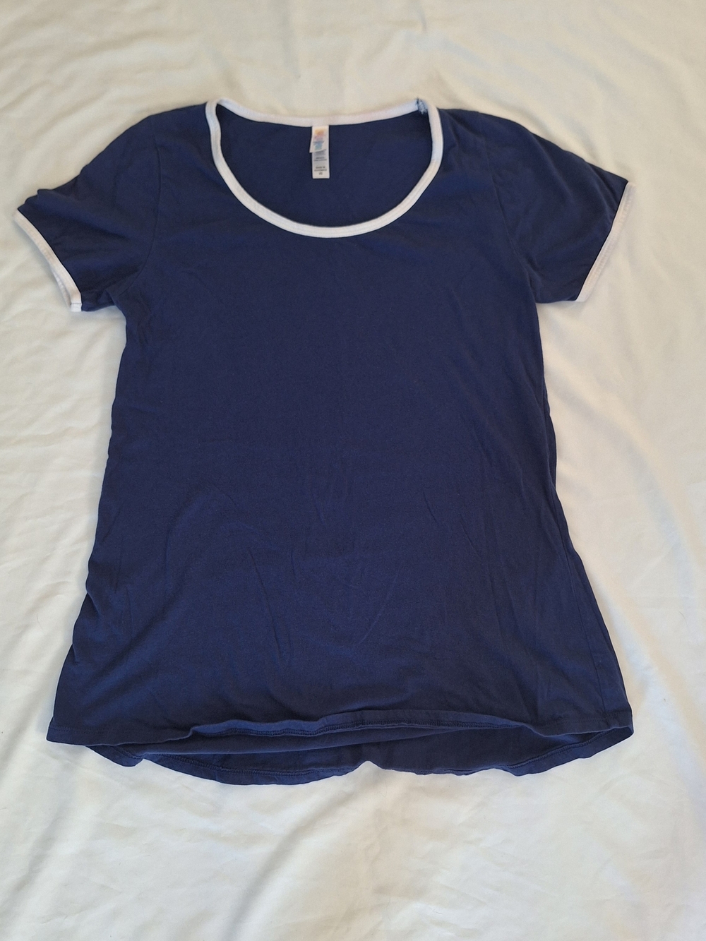 LuLaRoe Womens Blue With White Trim Short Sleeve Shirt Top XS